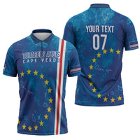 Cape Verde Tubaroes Azuis Custom Zipper Polo Shirt Break The Waves - Wonder Print Shop