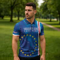 Cape Verde Tubaroes Azuis Custom Zipper Polo Shirt Break The Waves - Wonder Print Shop