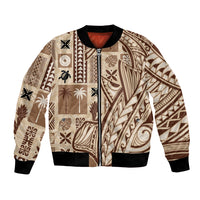 Samoa Tapa Bomber Jacket Siapo Mix Tatau Patterns LT7 - Wonder Print Shop