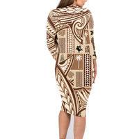 Samoa Tapa Family Matching Long Sleeve Bodycon Dress and Hawaiian Shirt Siapo Mix Tatau Patterns LT7 - Wonder Print Shop