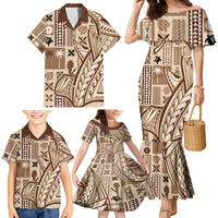 Samoa Tapa Family Matching Mermaid Dress and Hawaiian Shirt Siapo Mix Tatau Patterns LT7 - Wonder Print Shop