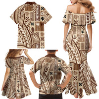 Samoa Tapa Family Matching Mermaid Dress and Hawaiian Shirt Siapo Mix Tatau Patterns LT7 - Wonder Print Shop