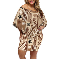 Samoa Tapa Family Matching Off Shoulder Short Dress and Hawaiian Shirt Siapo Mix Tatau Patterns LT7 - Wonder Print Shop