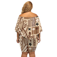 Samoa Tapa Family Matching Off Shoulder Short Dress and Hawaiian Shirt Siapo Mix Tatau Patterns LT7 - Wonder Print Shop