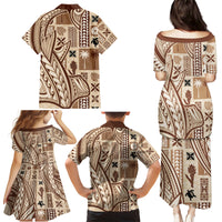 Samoa Tapa Family Matching Puletasi Dress and Hawaiian Shirt Siapo Mix Tatau Patterns - Wonder Print Shop
