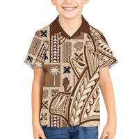 Samoa Tapa Family Matching Short Sleeve Bodycon Dress and Hawaiian Shirt Siapo Mix Tatau Patterns - Wonder Print Shop