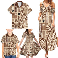 Samoa Tapa Family Matching Summer Maxi Dress and Hawaiian Shirt Siapo Mix Tatau Patterns - Wonder Print Shop