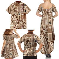 Samoa Tapa Family Matching Summer Maxi Dress and Hawaiian Shirt Siapo Mix Tatau Patterns - Wonder Print Shop