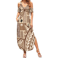 Samoa Tapa Family Matching Summer Maxi Dress and Hawaiian Shirt Siapo Mix Tatau Patterns - Wonder Print Shop