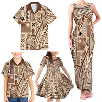 Samoa Tapa Family Matching Tank Maxi Dress and Hawaiian Shirt Siapo Mix Tatau Patterns - Wonder Print Shop