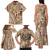Samoa Tapa Family Matching Tank Maxi Dress and Hawaiian Shirt Siapo Mix Tatau Patterns - Wonder Print Shop