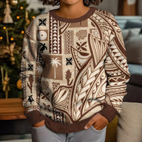 Samoa Tapa Kid Ugly Christmas Sweater Siapo Mix Tatau Patterns - Wonder Print Shop