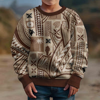Samoa Tapa Kid Ugly Christmas Sweater Siapo Mix Tatau Patterns - Wonder Print Shop
