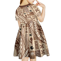 Samoa Tapa Kid Short Sleeve Dress Siapo Mix Tatau Patterns - Wonder Print Shop