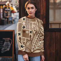 Samoa Tapa Ugly Christmas Sweater Siapo Mix Tatau Patterns - Wonder Print Shop