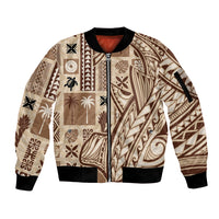 Samoa Tapa Sleeve Zip Bomber Jacket Siapo Mix Tatau Patterns - Wonder Print Shop