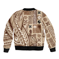 Samoa Tapa Sleeve Zip Bomber Jacket Siapo Mix Tatau Patterns - Wonder Print Shop