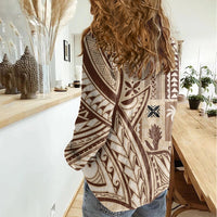 Samoa Tapa Women Casual Shirt Siapo Mix Tatau Patterns - Wonder Print Shop