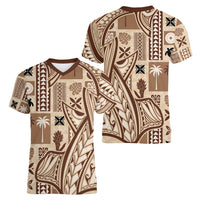Samoa Tapa Women V Neck T Shirt Siapo Mix Tatau Patterns - Wonder Print Shop