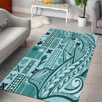 Samoa Tapa Area Rug Siapo Mix Tatau Patterns - Teal LT7 - Wonder Print Shop