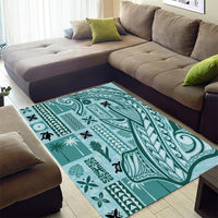Samoa Tapa Area Rug Siapo Mix Tatau Patterns - Teal LT7 - Wonder Print Shop