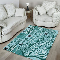 Samoa Tapa Area Rug Siapo Mix Tatau Patterns - Teal LT7 - Wonder Print Shop