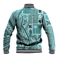 Samoa Tapa Baseball Jacket Siapo Mix Tatau Patterns - Teal LT7 - Wonder Print Shop