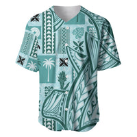 Samoa Tapa Baseball Jersey Siapo Mix Tatau Patterns - Teal LT7 - Wonder Print Shop