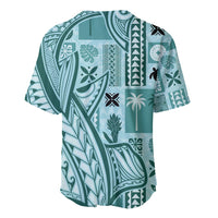 Samoa Tapa Baseball Jersey Siapo Mix Tatau Patterns - Teal LT7 - Wonder Print Shop