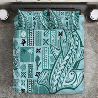 Samoa Tapa Bedding Set Siapo Mix Tatau Patterns - Teal LT7 - Wonder Print Shop