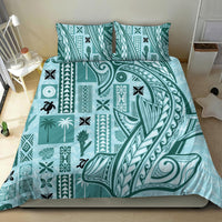 Samoa Tapa Bedding Set Siapo Mix Tatau Patterns - Teal LT7 - Wonder Print Shop