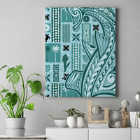 Samoa Tapa Canvas Wall Art Siapo Mix Tatau Patterns - Teal LT7 - Wonder Print Shop