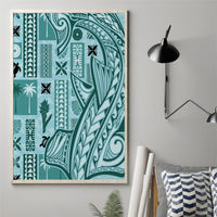 Samoa Tapa Canvas Wall Art Siapo Mix Tatau Patterns - Teal LT7 - Wonder Print Shop