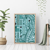 Samoa Tapa Canvas Wall Art Siapo Mix Tatau Patterns - Teal LT7 - Wonder Print Shop