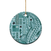 Samoa Tapa Ceramic Ornament Siapo Mix Tatau Patterns - Teal LT7 - Wonder Print Shop