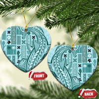 Samoa Tapa Ceramic Ornament Siapo Mix Tatau Patterns - Teal LT7 - Wonder Print Shop