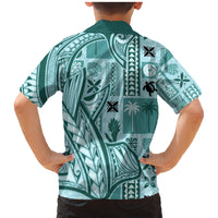 Samoa Tapa Family Matching Mermaid Dress and Hawaiian Shirt Siapo Mix Tatau Patterns - Teal LT7 - Wonder Print Shop