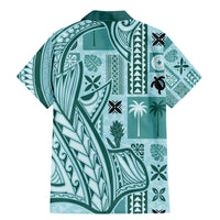 Samoa Tapa Family Matching Mermaid Dress and Hawaiian Shirt Siapo Mix Tatau Patterns - Teal LT7 - Wonder Print Shop