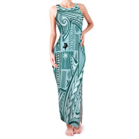 Samoa Tapa Family Matching Tank Maxi Dress and Hawaiian Shirt Siapo Mix Tatau Patterns - Teal - Wonder Print Shop