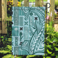 Samoa Tapa Garden Flag Siapo Mix Tatau Patterns - Teal - Wonder Print Shop