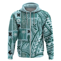 Samoa Tapa Hoodie Siapo Mix Tatau Patterns - Teal - Wonder Print Shop