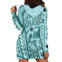 Samoa Tapa Hoodie Dress Siapo Mix Tatau Patterns - Teal - Wonder Print Shop