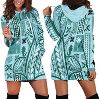 Samoa Tapa Hoodie Dress Siapo Mix Tatau Patterns - Teal - Wonder Print Shop
