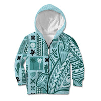 Samoa Tapa Kid Hoodie Siapo Mix Tatau Patterns - Teal - Wonder Print Shop