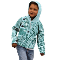 Samoa Tapa Kid Hoodie Siapo Mix Tatau Patterns - Teal - Wonder Print Shop