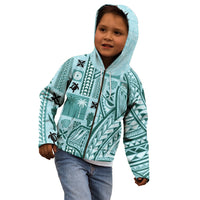 Samoa Tapa Kid Hoodie Siapo Mix Tatau Patterns - Teal - Wonder Print Shop