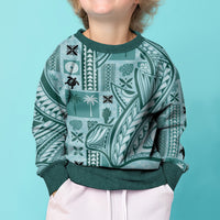 Samoa Tapa Kid Ugly Christmas Sweater Siapo Mix Tatau Patterns - Teal - Wonder Print Shop