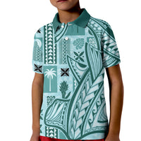 Samoa Tapa Kid Polo Shirt Siapo Mix Tatau Patterns - Teal - Wonder Print Shop