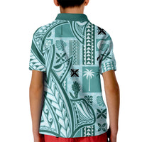 Samoa Tapa Kid Polo Shirt Siapo Mix Tatau Patterns - Teal - Wonder Print Shop