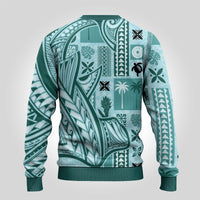 Samoa Tapa Ugly Christmas Sweater Siapo Mix Tatau Patterns - Teal - Wonder Print Shop